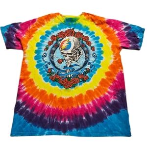 Grateful Dead Head 2018 Tie Dye T-Shirt Men 3XL Thinking Skull Skeleton Roses